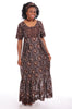 Brown Lace Dress with a touch of Beige and Cream-DP3100