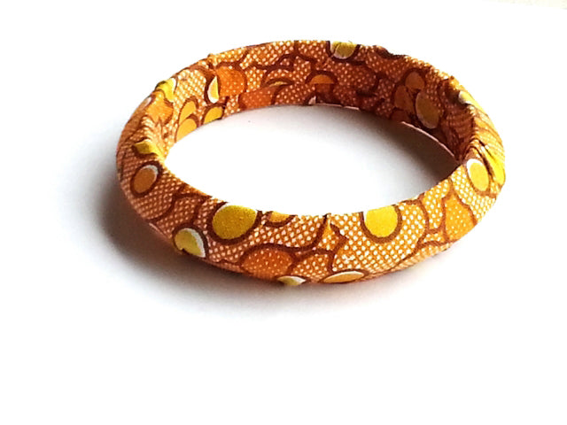 Brown and Gold African Print Bangle-DPJ242