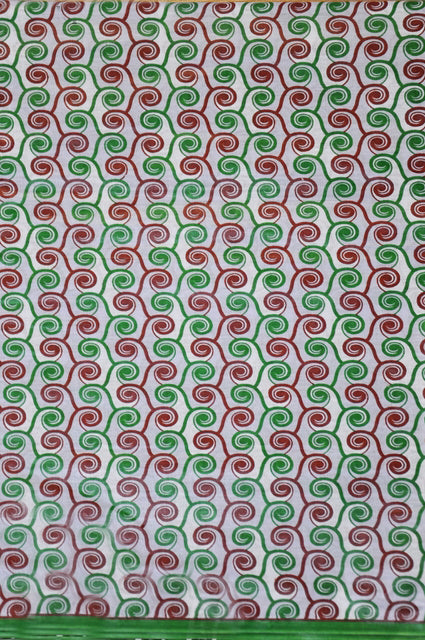 Burgundy, Green, Grey Off-White African Print Fabric-DPAP169