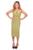 Elegant Green, Brown and Beige African Print Halter Dress