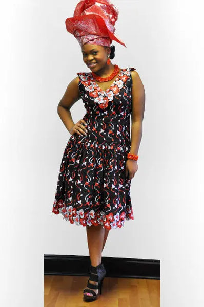 Sleeveless African Clothing Lace Dress with Exquisite Design XS(2)