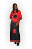 Red and Black African Brocade Skirt Set
