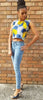 Blue and Yellow African Print Crop Top- DP3209CTP