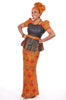 Kente Print Top and Skirt with Brocade Design-DP3227BP2