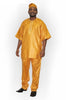 Golden Yellow African Brocade Top and Pants for Men-DP3728M