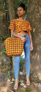 Orange and Red African Crop Top