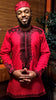 Red and Black Embroidered African Dashiki Shirt-DP4006
