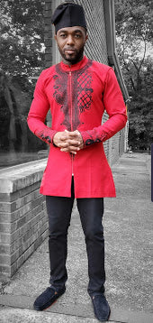 Red and Black Panther Dashiki Shirt-Jacket-DPBLKP18