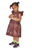 Burnt Umber and Green African Print Dress for Girls