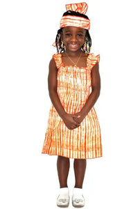 Orange African Tie-Dye Smoked Dress-DPC514G