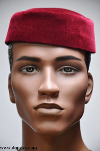 Burgundy African Velvet Awolowo Hat- Cap- Kufi-DPH525