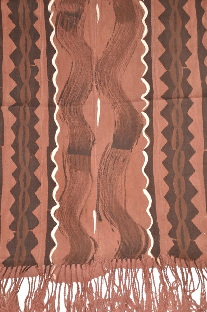 Brown, Beige and Black Mud Cloth (Bògòlanfini) Shawl-Table Runne