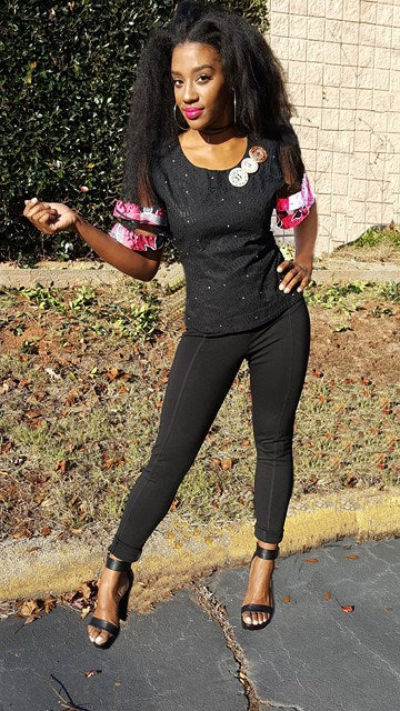 Dupsie's Exclusive Black Lace Top with touch of Pink-DPX001