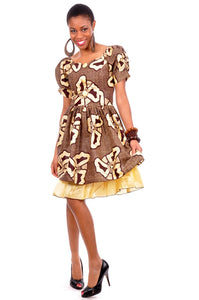 Elegant African Print Dress With Taffeta For Ladies