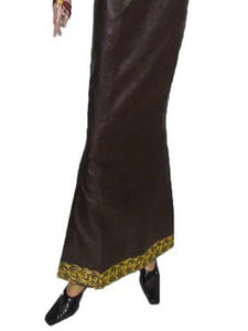 Embroidered Coffee Brown Brocade Skirt