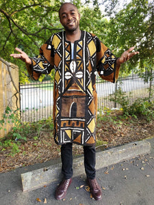 Fini African Mud cloth Earth-tone Dashiki-DP4015