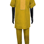 Gold African Embroidered Dashiki with Pants- Radiate Royalty