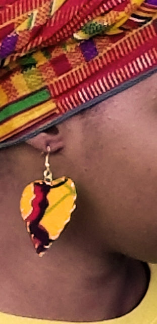 Golden Yellow African Print Earrings-DP3745ER