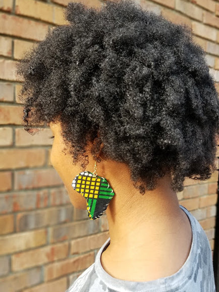 Green African Print Earrings-DP3553ER1