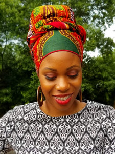 Green Red Dashiki Print Head wrap-DP3848H