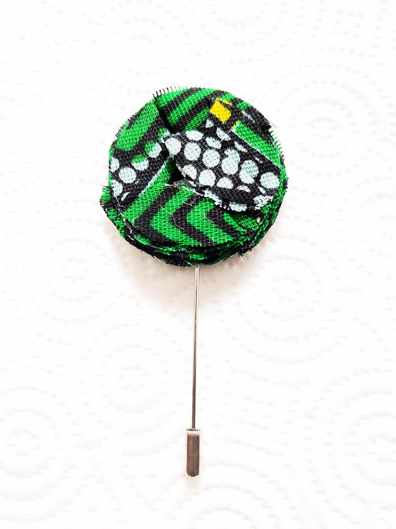 Green African Print Lapel Pin-DP3553LP