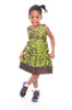 Green and Brown African Print Dress for Girls-DPC488