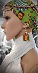 Kente African Print Pentagon Earrings-DP3227ER7