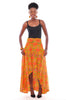 Kente-Print Ruffled High-Low Maxi Skirt-DP3227HL