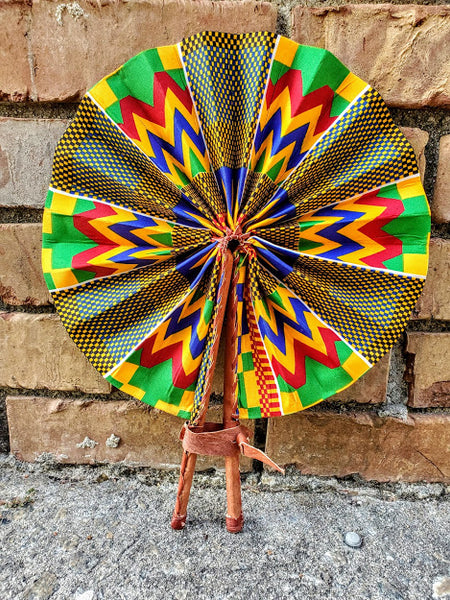 Dupsie's Red Omolara African Feather Fan with An Ornate Gold Embellished handle-DPFGEM24