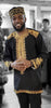 Kwamiro Black and Gold African Embroidered Shirt-DP3939M