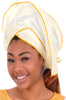 Off-White Brocade Cotton head wrap with Gold Trim-DP2501H
