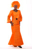 Orange African Brocade Top and Skirt Black Embroidery-DP3427DO
