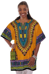 Orange Traditional African Print Dashiki Shirt-DP3715WDF