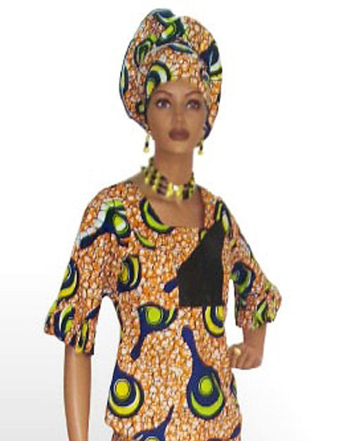 Orange, Blue, Green and Yellow African Print Top