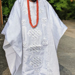 All White Oba Aso Oke Agbada Grand Boubou Robe