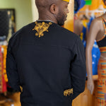 Lavelle Black and Gold Embroidered African Dashiki Shirt-DPLCM2