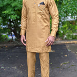 Odamo Gold and Ivory African Senator Suit for men-DPSM425