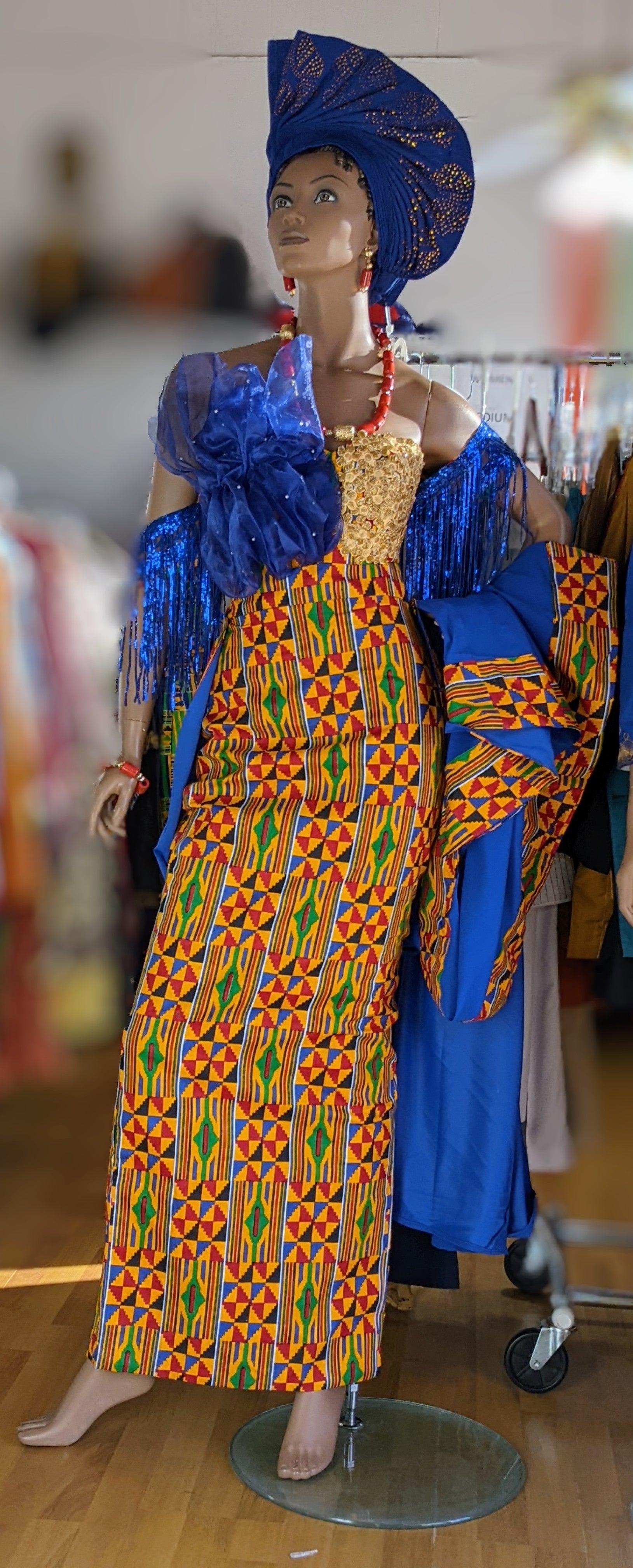 Efia African Dress with detachable train - DPWA321