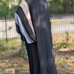 Black African Chiffon Women Arabic Kaftan Moroccan Dress with matching Hijab-DPKBPG06