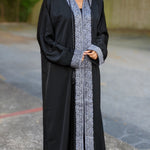 Black Aamira African Chiffon Kaftan Moroccan Arabic Abaya Dress for Women  with Silver Rhinestone and Embroidery Patterns-DPKBSAD42 - Small(08)