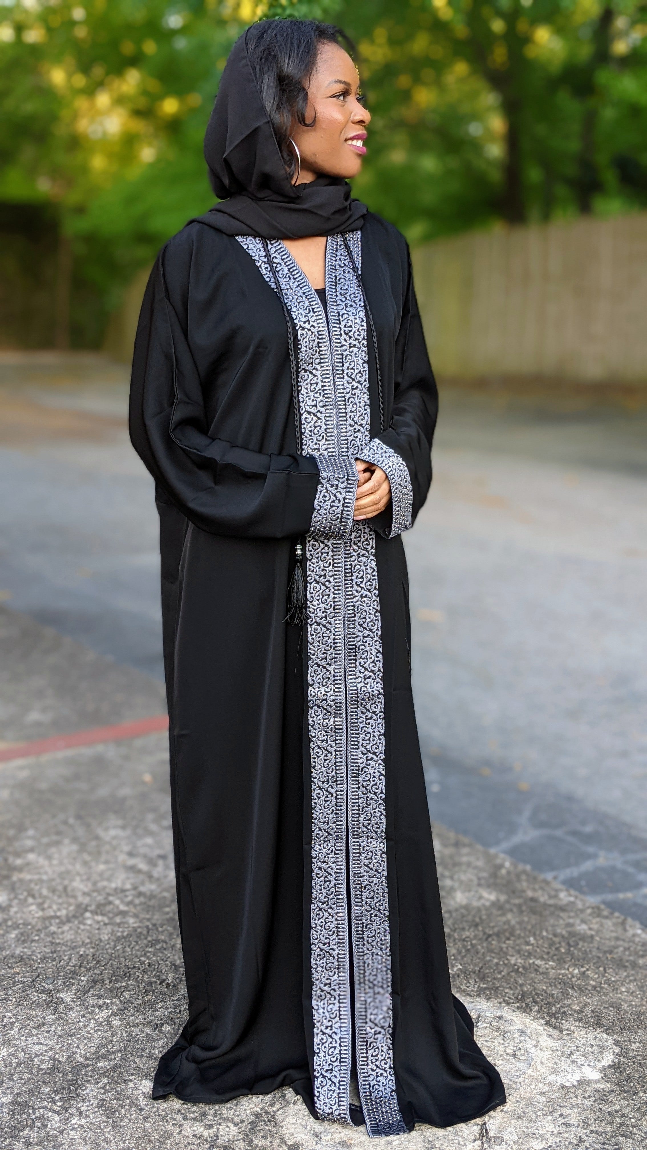 Black Aamira African Chiffon Kaftan Moroccan Arabic Abaya Dress for Wo