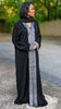 Black Aamira African Chiffon Kaftan Moroccan Arabic Abaya Dress for Women with Silver Rhinestone and Embroidery Patterns-DPKBSAD42