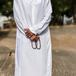 All-White Hamza men's long sleeve African Senegalese long Kaftan Dashiki Thobe-DPMKW23