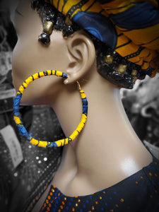Peacock African Print Hoop Earrings-DP3816JL