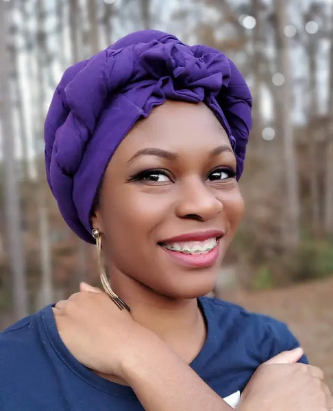 Royal Purple Pre-tied Modu Head wrap-DP3839PT - Dupsie