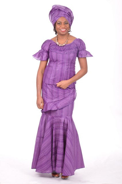 Purple African Print Top and Skirt-DP3289