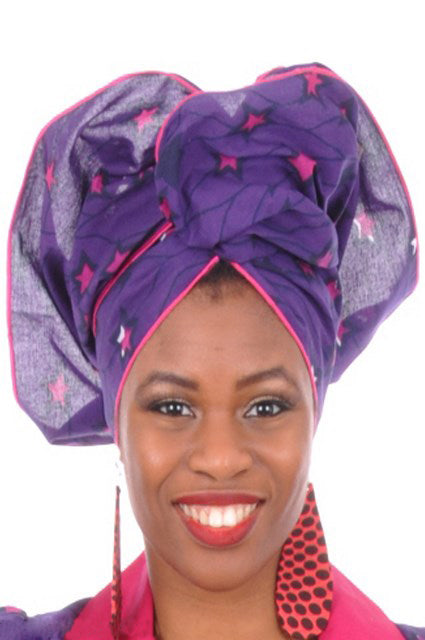 Purple and Fuchsia African Print Head wrap-DP3214H