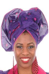 Purple and Fuchsia African Print Head wrap-DP3214H