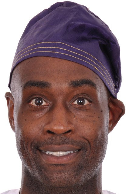Purple African Brocade Men Hat with Gold Stitchings-DPH597