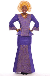 Purple Brocade Top and Skirt with Elaborate Gold Embroidery-DP35